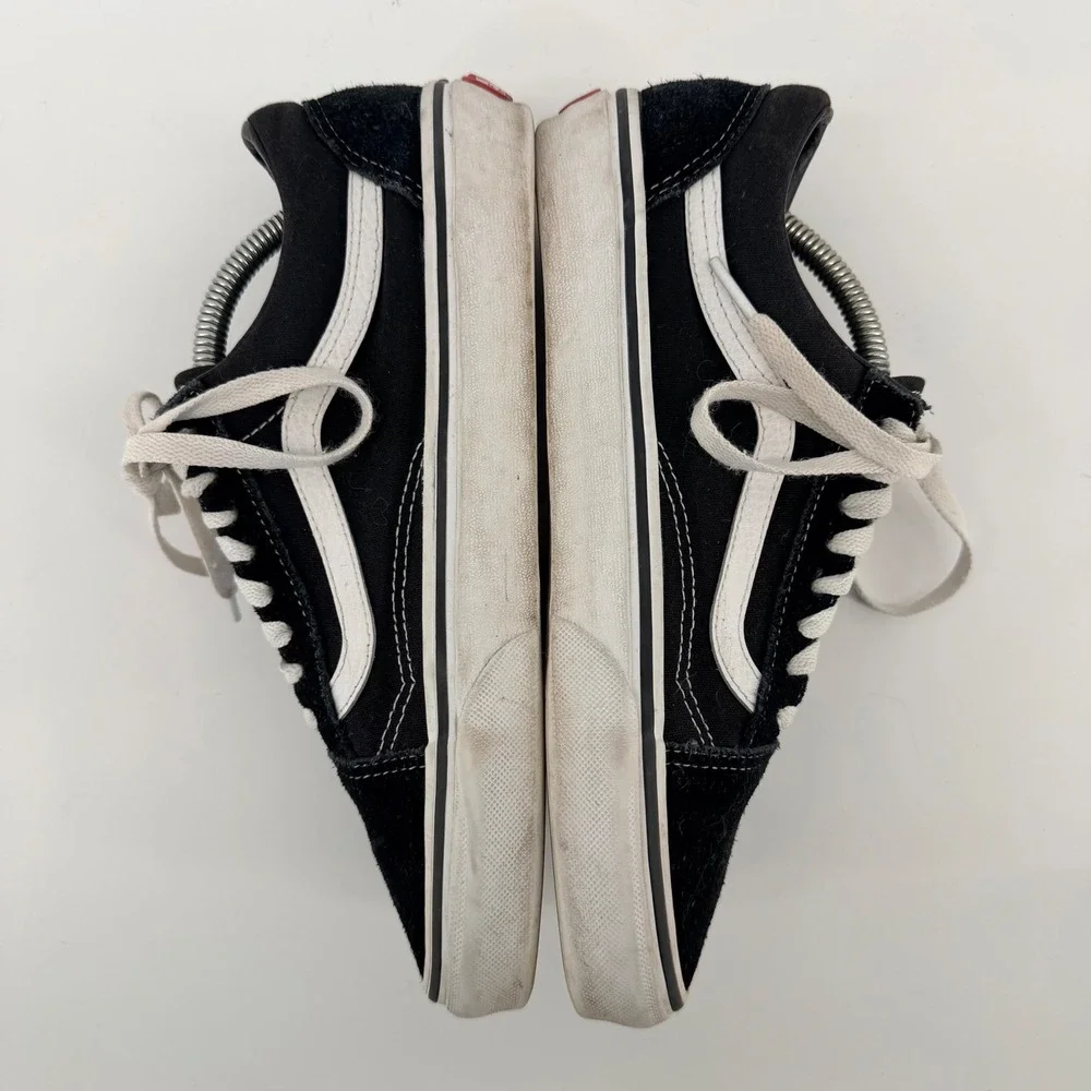 Vans Old Skool Classic Skate Shoes‎ Low Top Black White Suede Canvas Mens 8.5